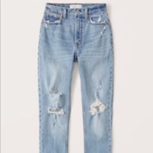 Abercrombie high rise skinny.ripped light wash 28